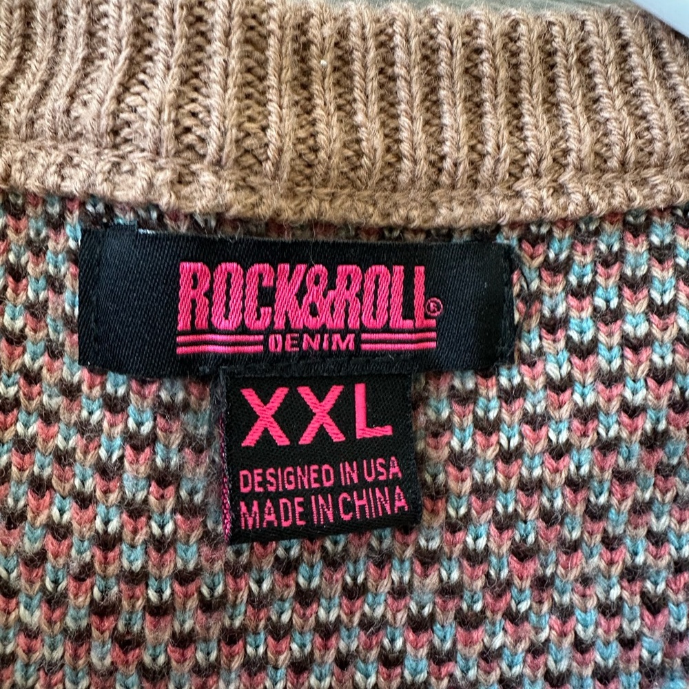 Geometric Patterned Brown Sweater - image 3